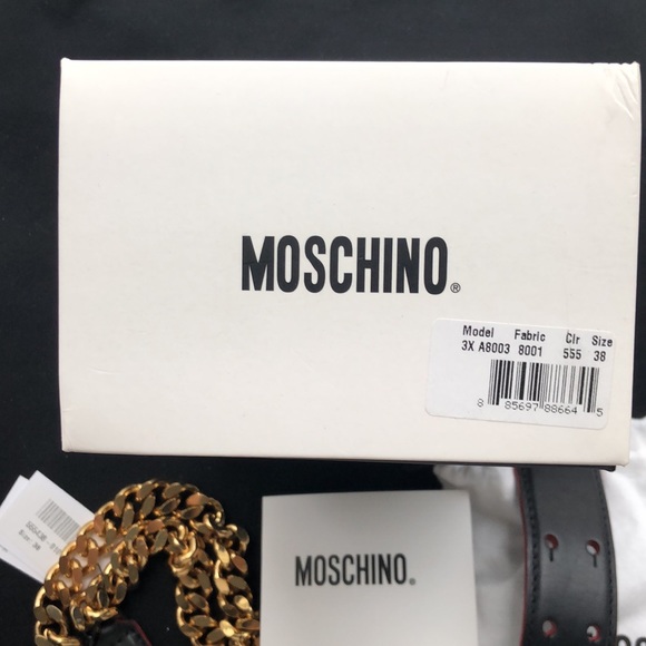 Moschino double chain gold/leather belt. Size 38 - Picture 5 of 11